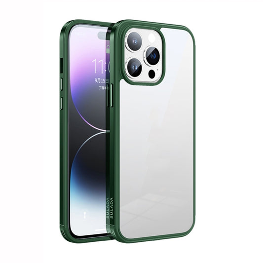 For iPhone 14 Pro SULADA Metal Frame + Nano Glass + TPU Phone Case(Green) - iPhone 14 Pro Cases by SULADA | Online Shopping UK | buy2fix