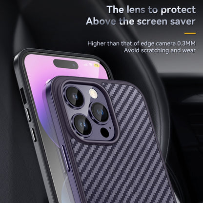 For iPhone 14 Pro Max SULADA Carbon Fiber Textured Shockproof Metal + TPU Frame Case(Black) - iPhone 14 Pro Max Cases by SULADA | Online Shopping UK | buy2fix