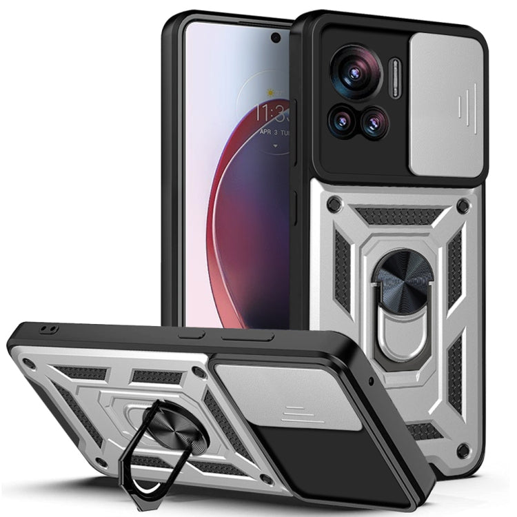 For Motorola Edge 30 Ultra Sliding Camera Cover Design TPU+PC Phone Case(Silver) - Mobile Accessories by buy2fix | Online Shopping UK | buy2fix