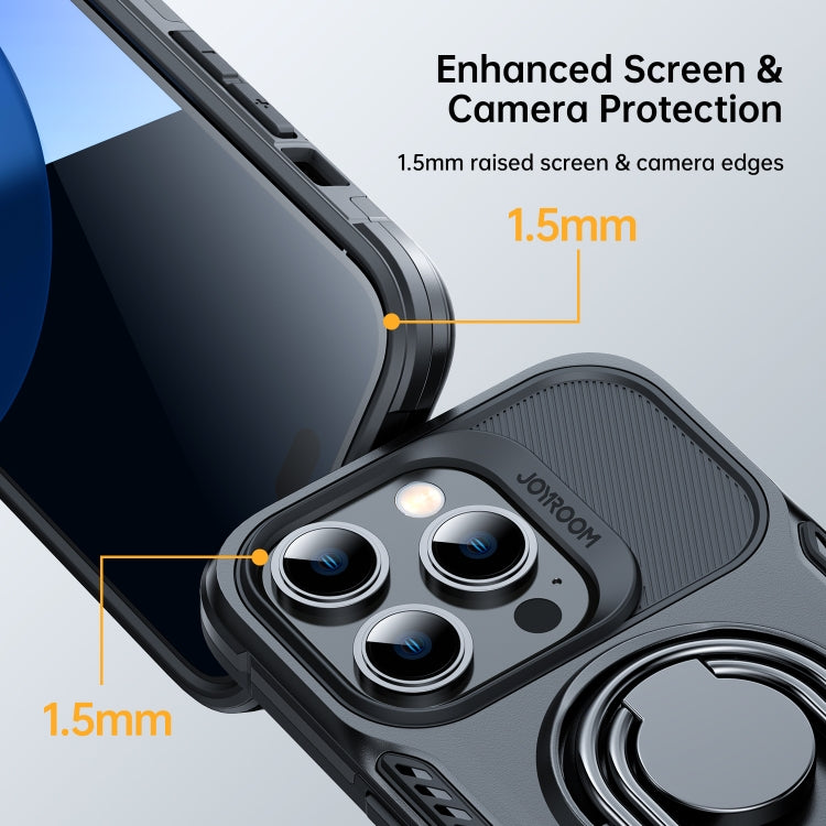 For iPhone 14 Pro JOYROOM PC + TPU Dual-layer Shockproof Phone Case with Rotating Holder(Black) - iPhone 14 Pro Cases by JOYROOM | Online Shopping UK | buy2fix