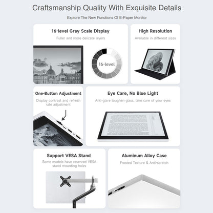 Waveshare 13.3 inch E-Paper Monitor External E-Paper Screen for MAC / Windows PC(UK Plug) - Mini PC Accessories by WAVESHARE | Online Shopping UK | buy2fix
