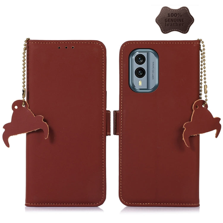 For Nokia X30 5G Genuine Leather Magnetic RFID Leather Phone Case(Coffee) - Nokia Cases by buy2fix | Online Shopping UK | buy2fix