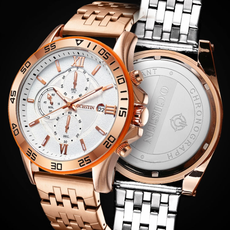 OCHSTIN 7257 Fashion Steel Strap Multifunctional Quartz Men Watch(Silver) - Metal Strap Watches by OCHSTIN | Online Shopping UK | buy2fix