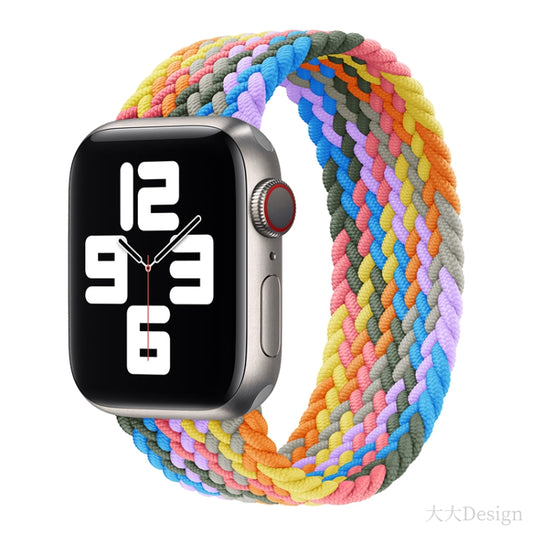 Nylon Single-turn Braided Watch Band For Apple Watch Series 8&7 41mm / SE 2&6&SE&5&4 40mm / 3&2&1 38mm, Length:135mm(Beat Purple) - Watch Bands by buy2fix | Online Shopping UK | buy2fix