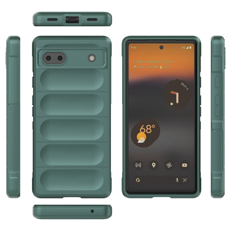For Google Pixel 6a Magic Shield TPU + Flannel Phone Case(Dark Green) - Google Cases by buy2fix | Online Shopping UK | buy2fix