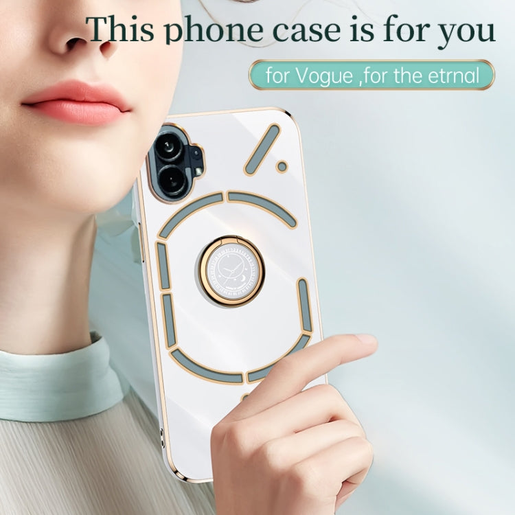 For Nothing Phone 1 XINLI Straight Edge 6D Electroplate TPU Phone Case with Ring Holder(Celestial Blue) - More Brand by buy2fix | Online Shopping UK | buy2fix