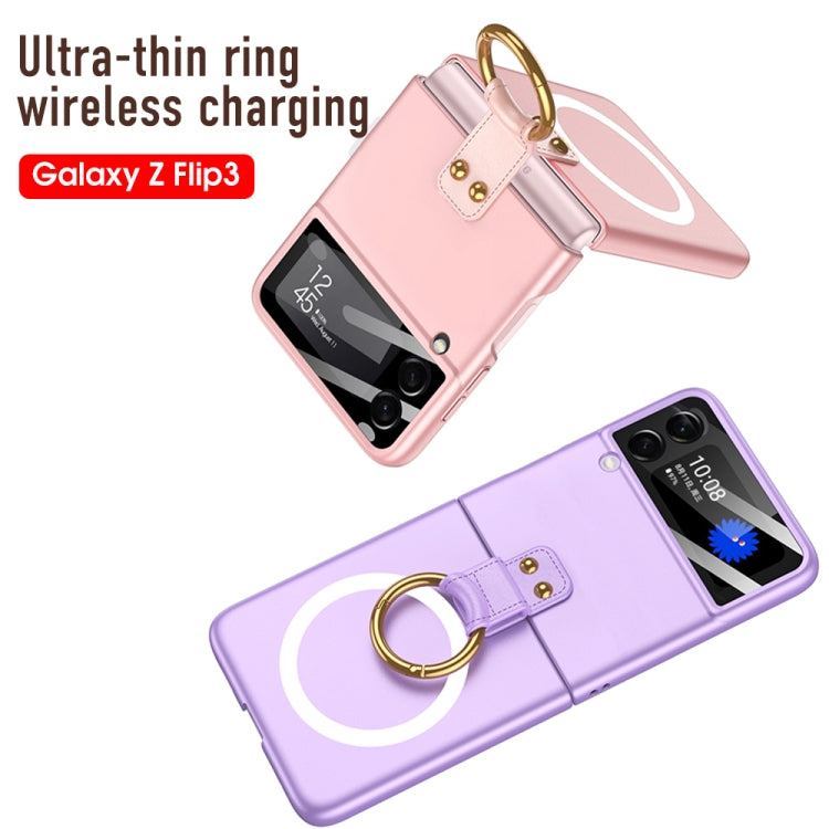 For Samsung Galaxy Z Flip3 5G GKK MagSafe Ultrathin Integrated Shockproof Phone Case with Ring Holder(White) - Galaxy Phone Cases by GKK | Online Shopping UK | buy2fix