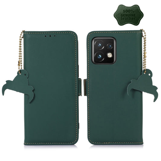 For Motorola Moto X40 Pro Genuine Leather Magnetic RFID Leather Phone Case(Green) - Motorola Cases by buy2fix | Online Shopping UK | buy2fix