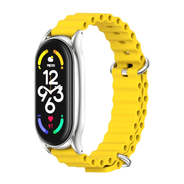 For Xiaomi Mi Band 7 / 7 NFC MIJOBS PLUS Marine Silicone Breathable Watch Band(Yellow Silver) - Watch Bands by MIJOBS | Online Shopping UK | buy2fix