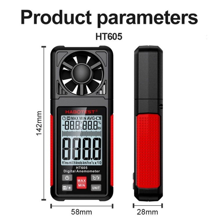 HABOTEST HT605 Portable Intelligent Digital Display Handheld Wind Speed Tester - Tachometers & Anemometer by HABOTEST | Online Shopping UK | buy2fix