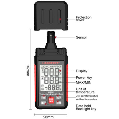 HABOTEST HT607 Portable Handheld Temperature Humidity Tester - Consumer Electronics by buy2fix | Online Shopping UK | buy2fix