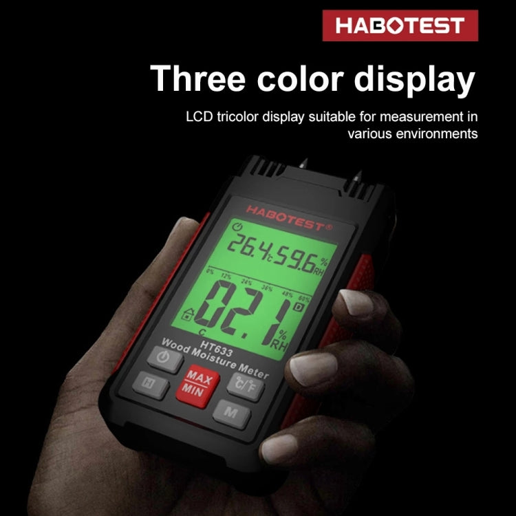 HABOTEST HT633 Portable Multifunctional Digital Display Wood Moisture Detector - Consumer Electronics by buy2fix | Online Shopping UK | buy2fix