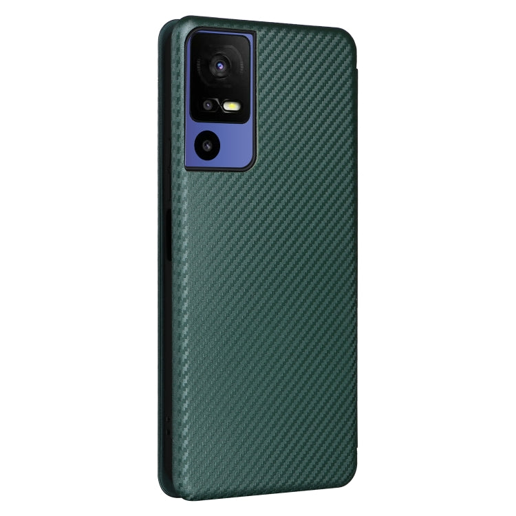 For TCL 40SE Carbon Fiber Texture Flip Leather Phone Case(Green) - More Brand by buy2fix | Online Shopping UK | buy2fix
