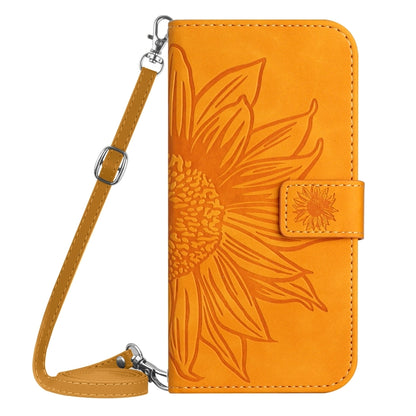 For TCL 40 SE HT04 Skin Feel Sun Flower Embossed Flip Leather Phone Case with Lanyard(Yellow) - More Brand by buy2fix | Online Shopping UK | buy2fix