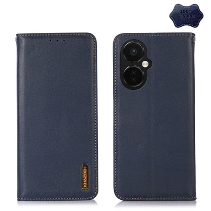 For OnePlus Nord CE 3 Lite KHAZNEH Nappa Top Layer Cowhide Leather Phone Case(Blue) - OnePlus Cases by buy2fix | Online Shopping UK | buy2fix