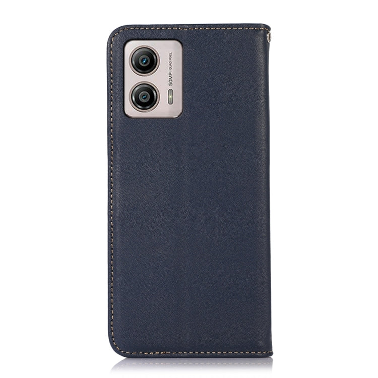 For Motorola Moto G53 5G KHAZNEH Nappa Top Layer Cowhide Leather Phone Case(Blue) - Motorola Cases by buy2fix | Online Shopping UK | buy2fix