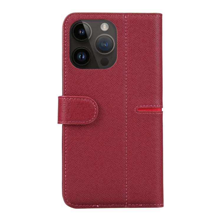 For iPhone 14 Pro Max GEBEI Top-grain Horizontal Flip Leather Phone Case(Wine Red) - iPhone 14 Pro Max Cases by GEBEI | Online Shopping UK | buy2fix