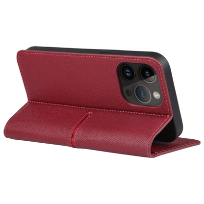 For iPhone 14 Pro Max GEBEI Top-grain Horizontal Flip Leather Phone Case(Wine Red) - iPhone 14 Pro Max Cases by GEBEI | Online Shopping UK | buy2fix