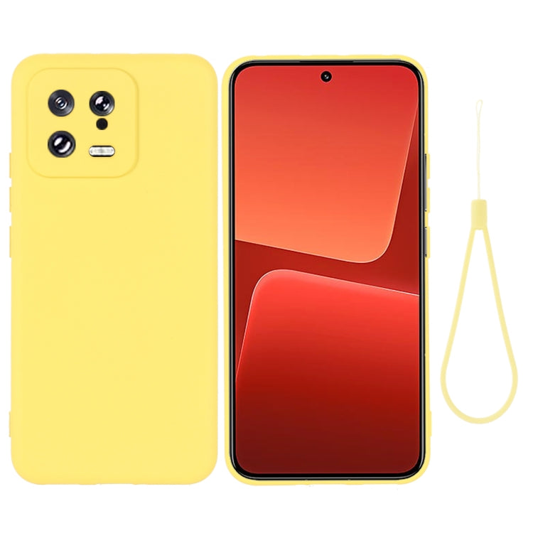 For Xiaomi 13 Pure Color Liquid Silicone Shockproof Phone Case(Yellow) - 13 Cases by buy2fix | Online Shopping UK | buy2fix