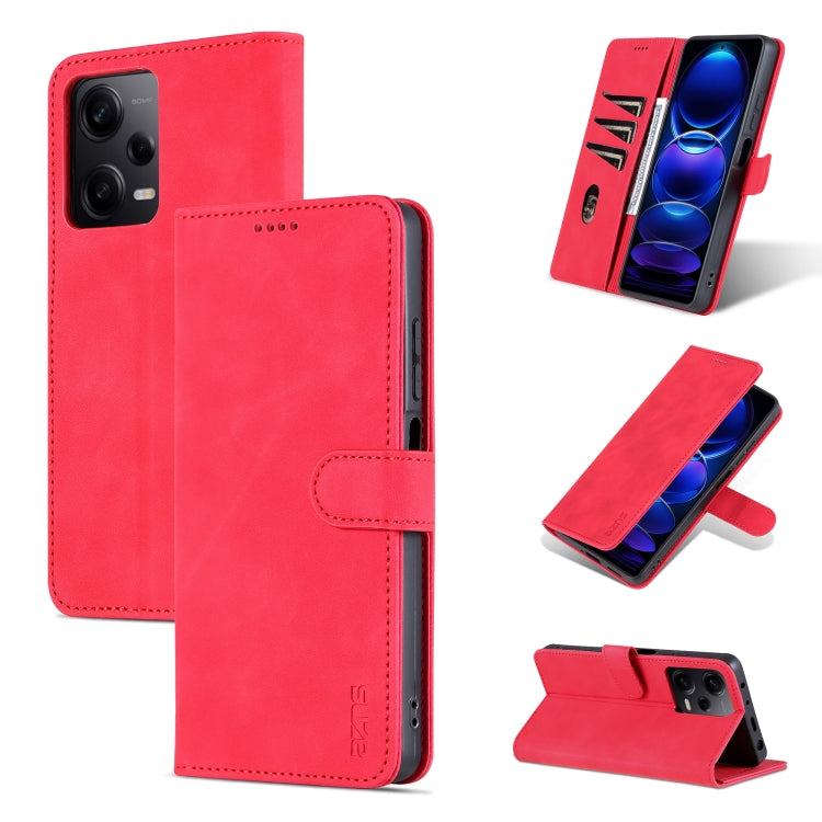 For Xiaomi Redmi Note 12 Pro 5G Global / China / Note 12 Pro 5G Speed / Poco X5 Pro AZNS Skin Feel Calf Texture Flip Leather Phone Case(Red) - Xiaomi Cases by AZNS | Online Shopping UK | buy2fix