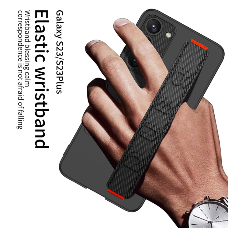 For Samsung Galaxy S23 5G GKK Ultra-thin Wristband Shockproof Phone Case with Holder(Carbon Fibre) - Galaxy S23 5G Cases by GKK | Online Shopping UK | buy2fix