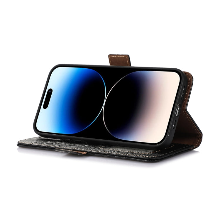 For Motorola Moto E13 4G 2023 Ostrich Pattern Genuine Leather RFID Phone Case(Black) - Motorola Cases by buy2fix | Online Shopping UK | buy2fix