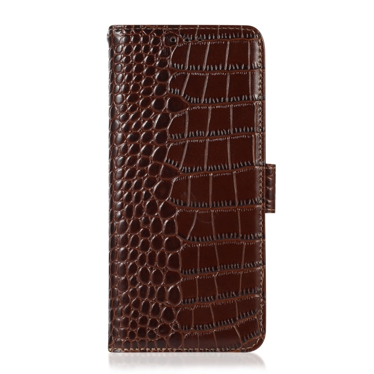 For Honor X8a 4G Crocodile Top Layer Cowhide Leather Phone Case(Brown) - Honor Cases by buy2fix | Online Shopping UK | buy2fix