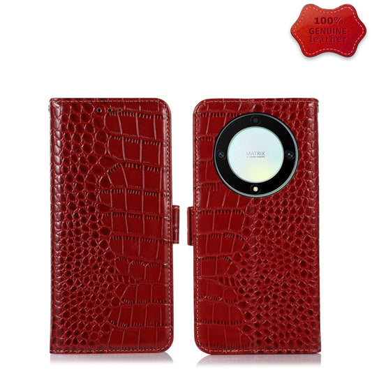 For Honor X9a/X40 5G Crocodile Top Layer Cowhide Leather Phone Case(Red) - Honor Cases by buy2fix | Online Shopping UK | buy2fix