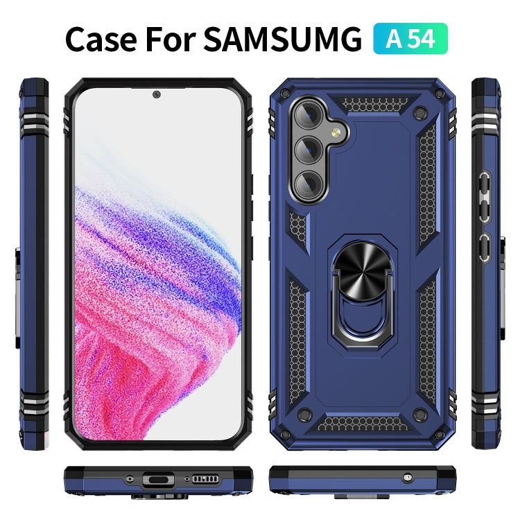 For Samsung Galaxy A54 Shockproof TPU + PC Phone Case with Holder(Blue) - Galaxy Phone Cases by buy2fix | Online Shopping UK | buy2fix