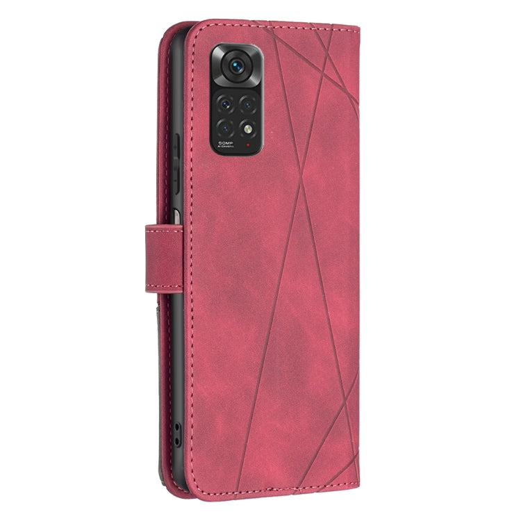 For Xiaomi Redmi Note 12S 4G / Note 11 Magnetic Buckle Rhombus Texture Leather Phone Case(Red) - Xiaomi Cases by buy2fix | Online Shopping UK | buy2fix