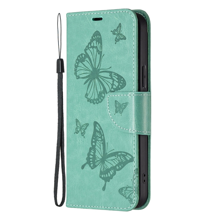 For Xiaomi 13 Lite / Civi 2 Two Butterflies Embossing Leather Phone Case(Green) - 13 Lite Cases by buy2fix | Online Shopping UK | buy2fix