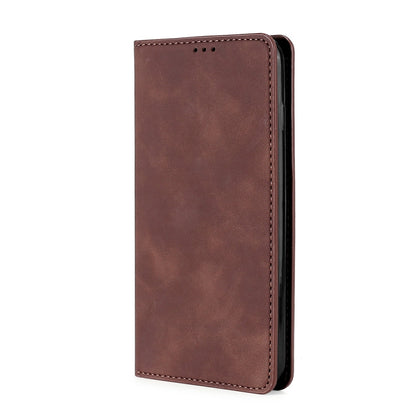 For Xiaomi Redmi 12C 4G Skin Feel Magnetic Horizontal Flip Leather Phone Case(Dark Brown) - Xiaomi Cases by buy2fix | Online Shopping UK | buy2fix