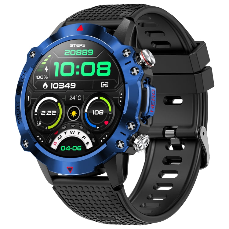 K10 1.39 inch IP67 Waterproof Smart Watch, Support Heart Rate / Sleep Monitoring(Black Blue) - Smart Wear by buy2fix | Online Shopping UK | buy2fix