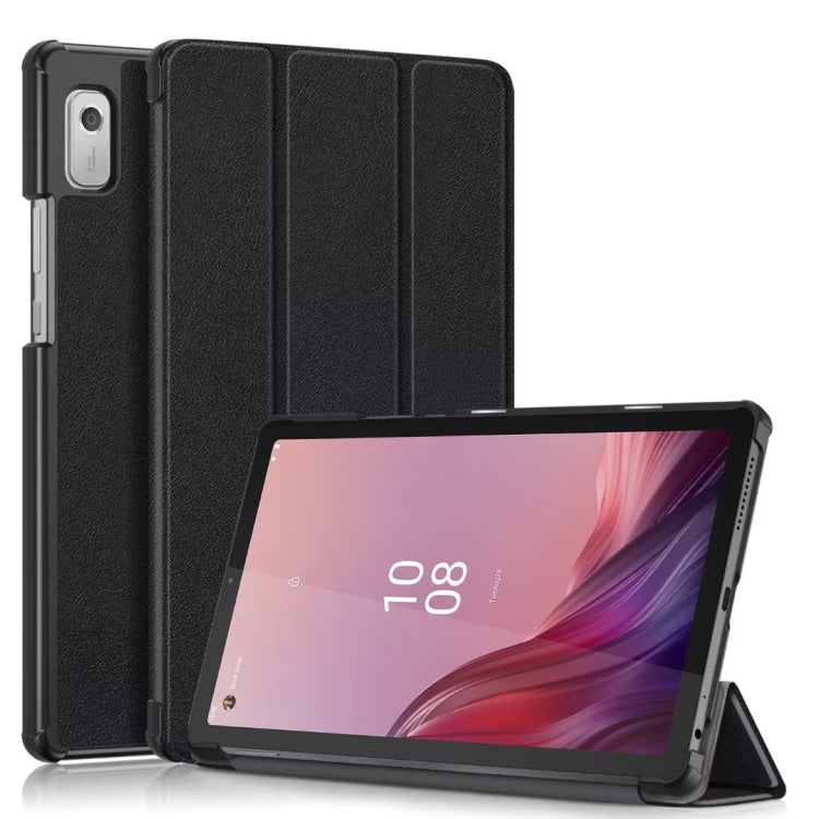 For Lenovo Tab M9 TB-310FU 3-folding Leather Smart Tablet Case(Black) - For Lenovo by buy2fix | Online Shopping UK | buy2fix