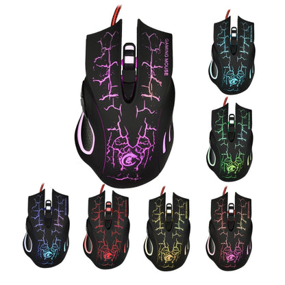 HXSJ A888B 6-keys Crackle Colorful Lighting Wired Gaming Mouse(Black) -  by HXSJ | Online Shopping UK | buy2fix