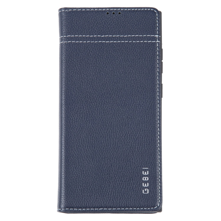 For Samsung Galaxy S23 Ultra 5G GEBEI Top-grain Horizontal Flip Leather Phone Case(Blue) -  by GEBEI | Online Shopping UK | buy2fix