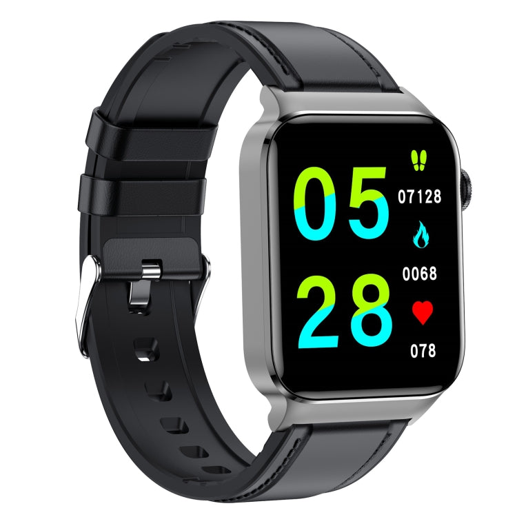 T50 1.85 inch Leather Band IP67 Waterproof Smart Watch Supports Voice Assistant / Health Monitoring(Black) - Smart Wear by buy2fix | Online Shopping UK | buy2fix