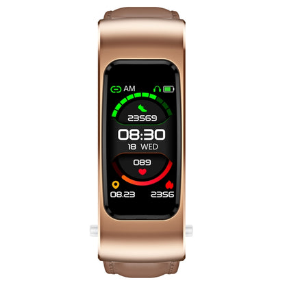 K60 1.08 inch Leather Band Earphone Detachable Life Waterproof Smart Watch Support Bluetooth Call(Brown) - Smart Wear by buy2fix | Online Shopping UK | buy2fix