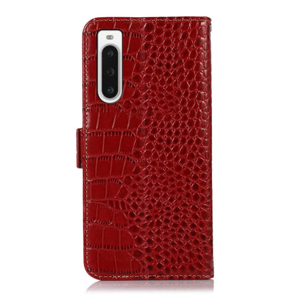 For Sony Xperia 10 V Crocodile Top Layer Cowhide Leather Phone Case(Red) - Sony Cases by buy2fix | Online Shopping UK | buy2fix