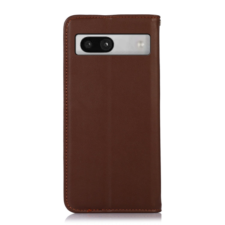 For Google Pixel 7a KHAZNEH Nappa Top Layer Cowhide Leather Phone Case(Brown) - Google Cases by buy2fix | Online Shopping UK | buy2fix