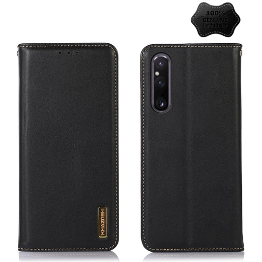 For Sony Xperia 1 V KHAZNEH Nappa Top Layer Cowhide Leather Phone Case(Black) - Sony Cases by buy2fix | Online Shopping UK | buy2fix