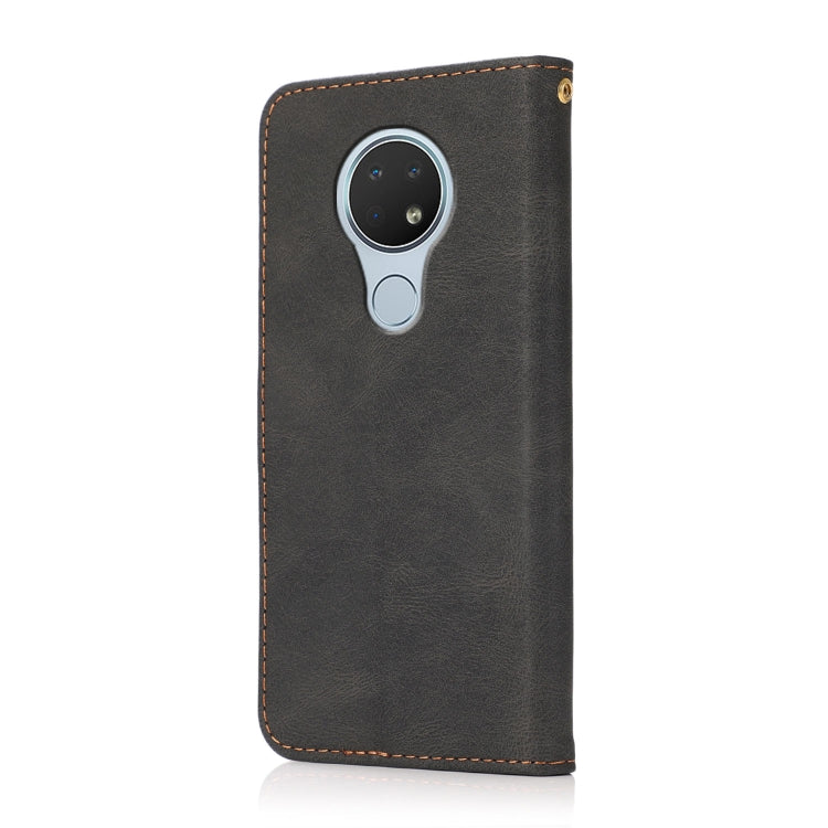 For Nokia 6.2 / 7.2 Dual-color Stitching Leather Phone Case(Black Brown) - Nokia Cases by buy2fix | Online Shopping UK | buy2fix