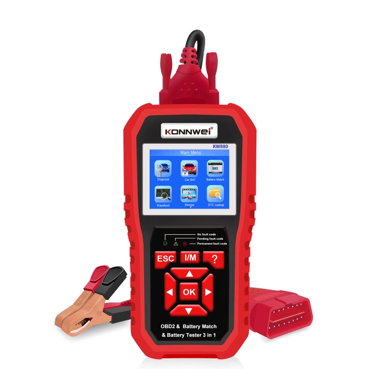 KONNWEI KW880 3 in 1 Car OBD2 Fault Diagnosis + Battery Tester + Battery Match Reset - In Car by KONNWEI | Online Shopping UK | buy2fix