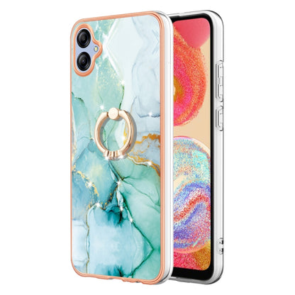 For Samsung Galaxy A04e Electroplating Marble IMD TPU Phone Case with Ring Holder(Green 003) - Galaxy Phone Cases by buy2fix | Online Shopping UK | buy2fix