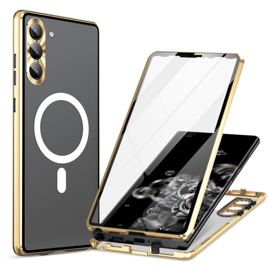 For Samsung Galaxy S23+ 5G HD Full Cover Magsafe Magnetic Metal Tempered Glass Phone Case(Gold) - Galaxy S23+ 5G Cases by buy2fix | Online Shopping UK | buy2fix