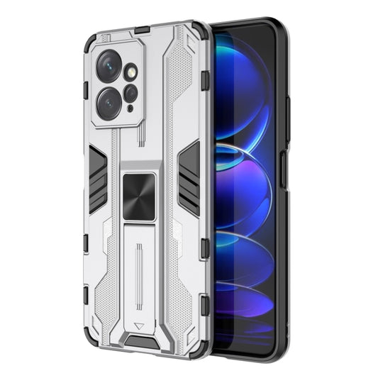 For Xiaomi Redmi Note 12 4G Supersonic PC + TPU Shock-proof Phone Case with Holder(Silver) - Note 12 Cases by buy2fix | Online Shopping UK | buy2fix