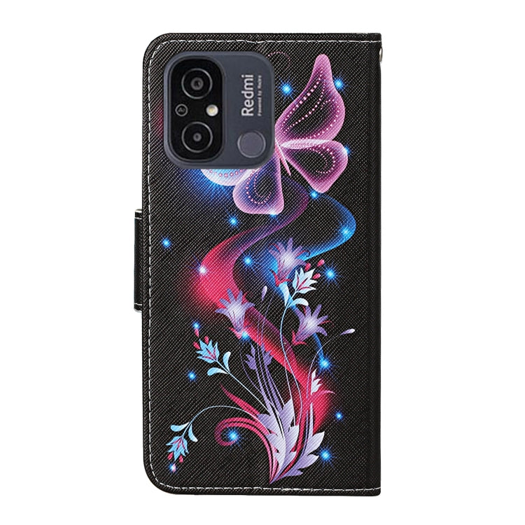For Xiaomi Redmi 12C Colored Drawing Pattern Flip Leather Phone Case(Fluorescent Butterfly) - Xiaomi Cases by buy2fix | Online Shopping UK | buy2fix