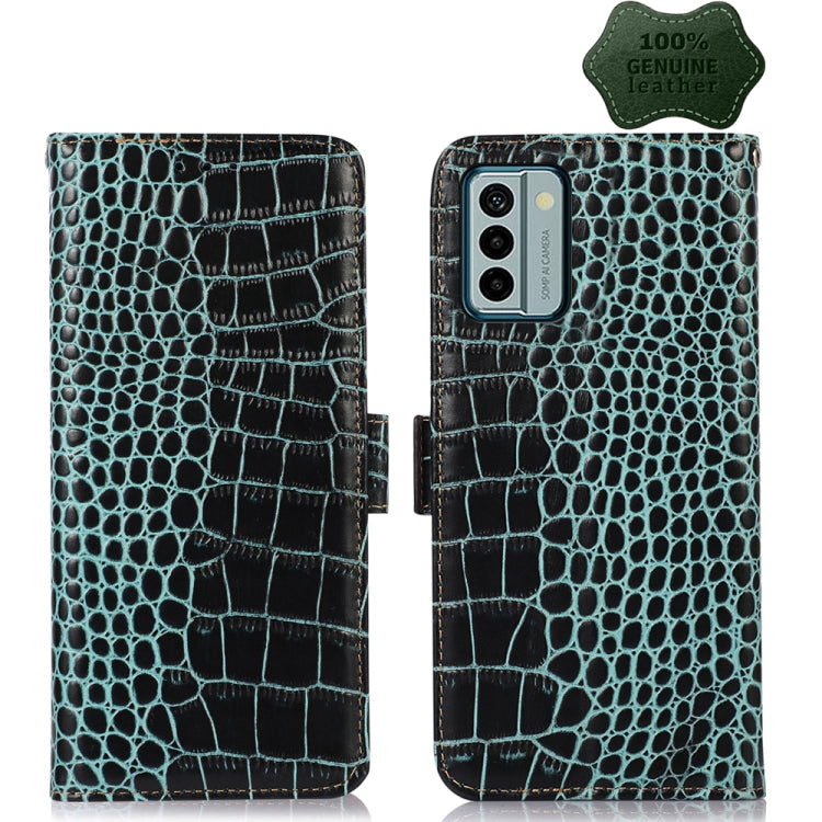 For Nokia G22 4G Crocodile Top Layer Cowhide Leather Phone Case(Green) - Nokia Cases by buy2fix | Online Shopping UK | buy2fix