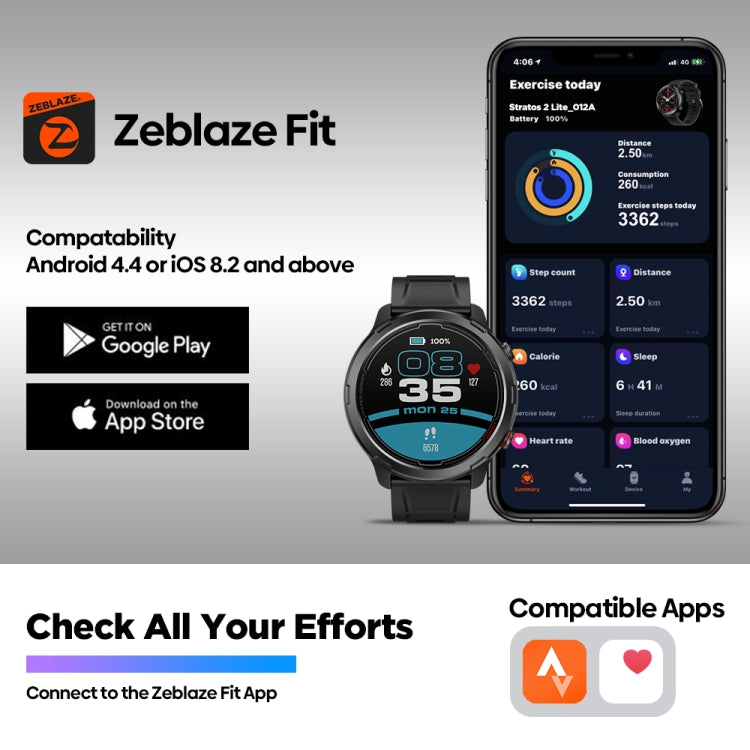 Zeblaze Stratos 2 Lite 1.32 inch IPS Screen 5 ATM Waterproof GPS Smart Watch, Support Heart Rate Monitoring / Sports Mode(Black) - Smart Watches by Zeblaze | Online Shopping UK | buy2fix