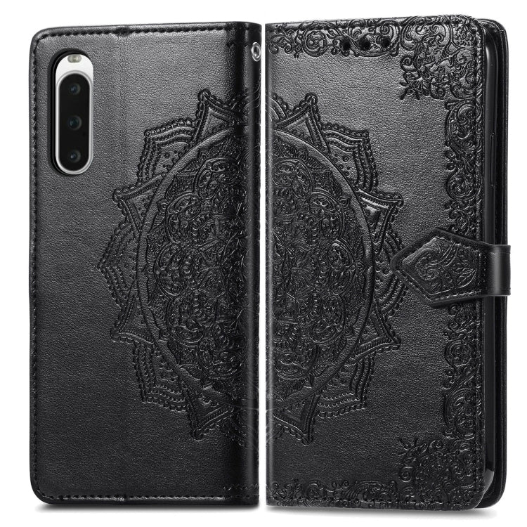 For Sony Xperia 10 IV Mandala Flower Embossed Leather Phone Case(Black) - Sony Cases by buy2fix | Online Shopping UK | buy2fix